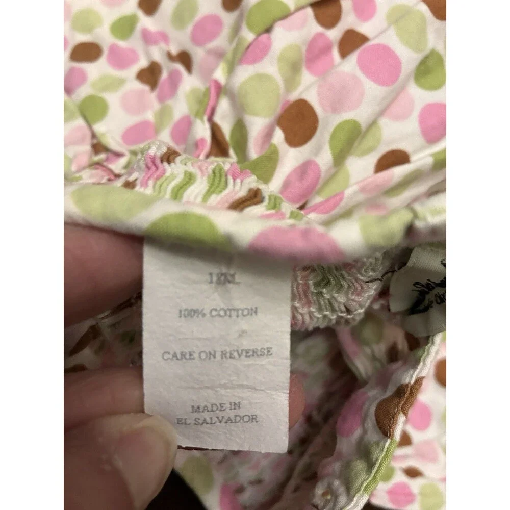 Amanda Remembered W/Smocked Purses. Dotted Pink, Green And Brown Dress. 18 Month